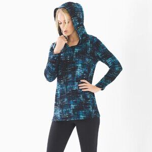 Black & Blue Print Sz XXL Soft Stretchy Hooded Comfy Shirt SOMA LOUNGE WEAR